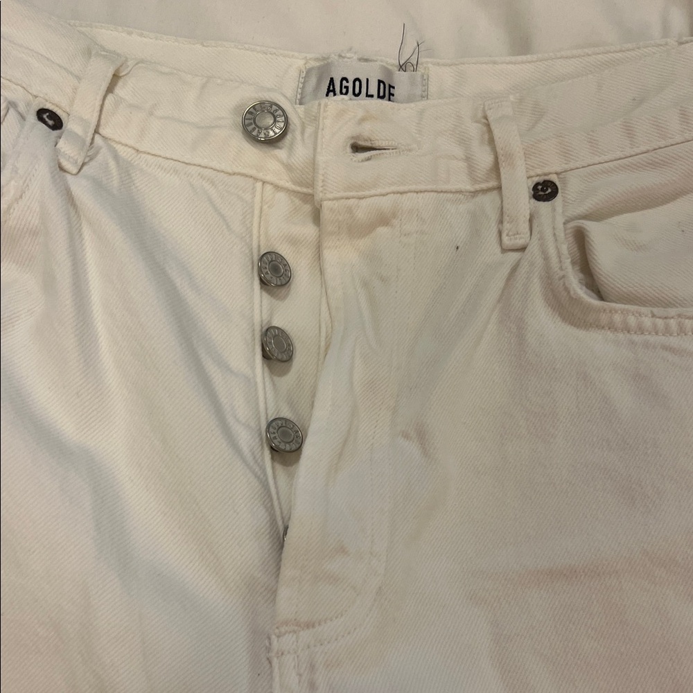 AGOLDE White Distressed Boot Cut Jeans - size 28 - Picture 3 of 5